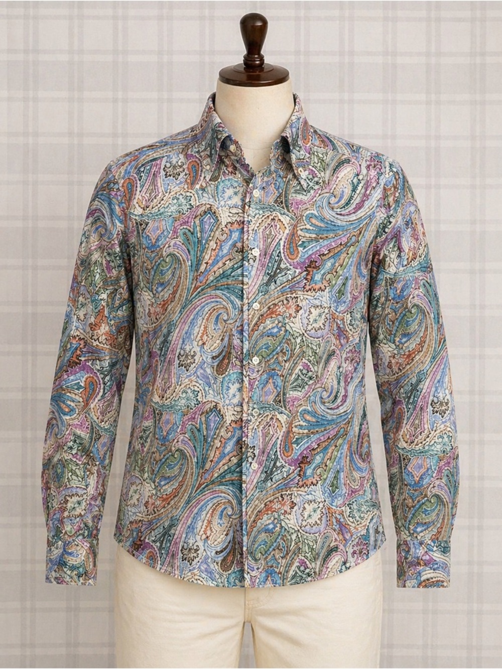 John Lennon Long-Sleeve Paisley Button-Down Shirt in watercolour men’s